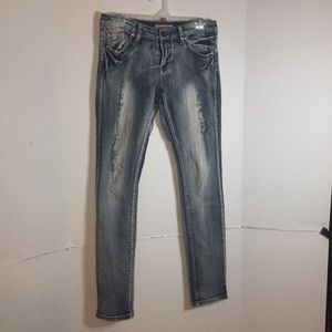 BUZZ ACID WASH SKINNY JEANS DISTRESSED LOOK SIZE 7/8